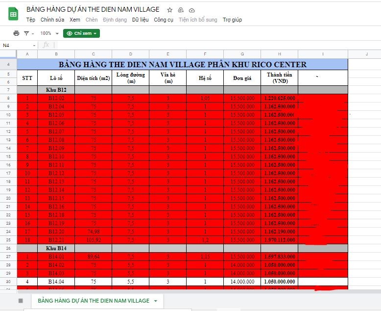 Khi khách còn đang chọn lô thì bảng hàng đất nền The Điện Nam Village đã bán hết
