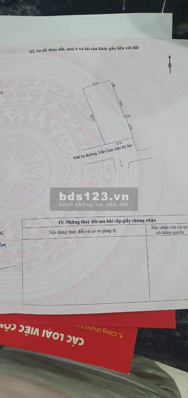 Bán lô đất kiệt 172 Trần Cao Vân giá rẻ mọi nhà