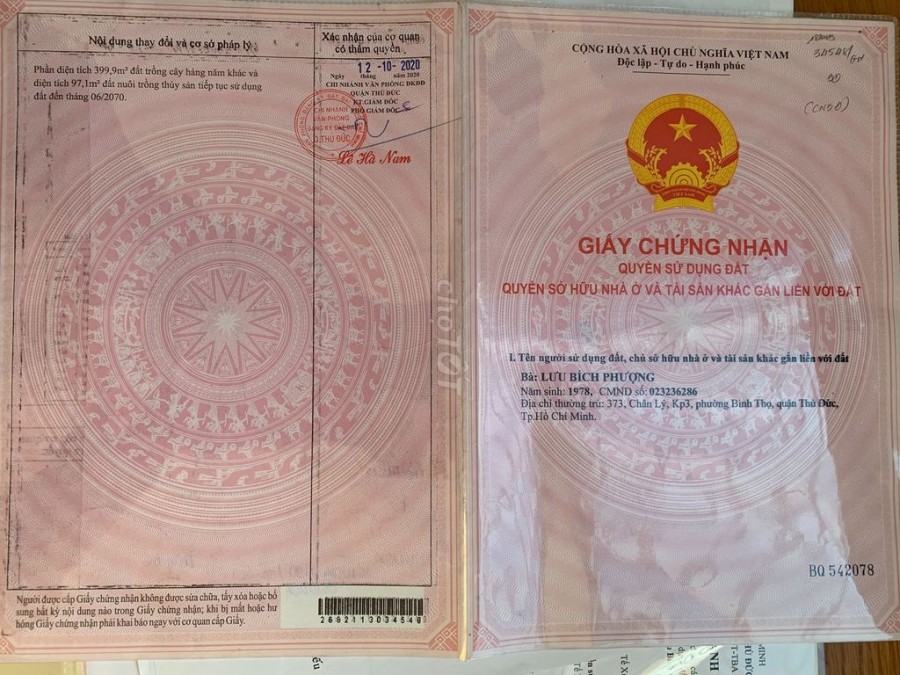 Đất sổ hồng 697m (12,5x56) Linh Đông, Thủ Đức