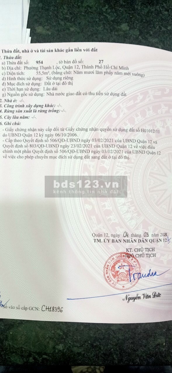 Đất TL16 dt 5 x 11m, sổ riêng, gần ngã tư ga, hướng Đông Nam