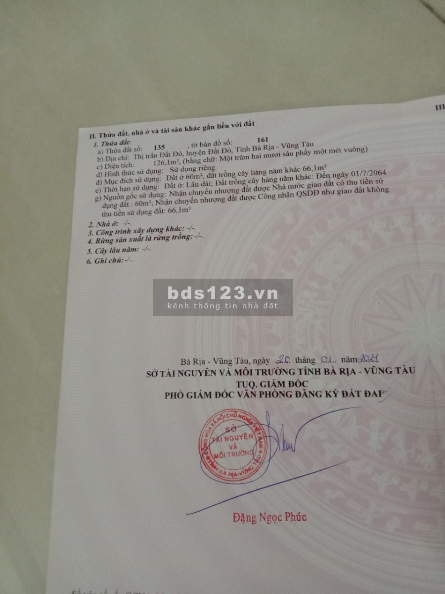 Bán lô đất 2 Mặt tiền đường nam kỳ khởi nghĩa ngay trường Cao Đẳng nghề Bà Rịa Vũng Tàu