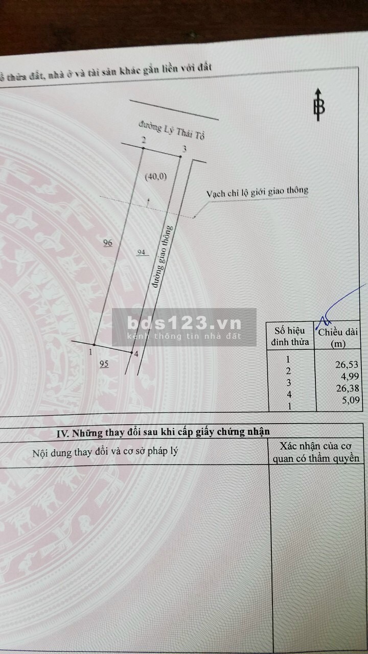 Đất Nhơn Trạch 134m2 mặt tiền Lý Thái Tổ, xã Phú Hữu