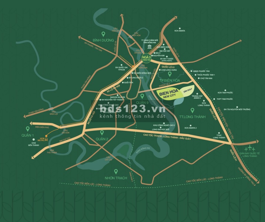 MỞ BÁN 100 NỀN NHÀ PHỐ + BIỆT THỰ DỰ ÁN BIÊN HOÀ NEW CITY- Sân Golf Long Thành Giữ chỗ 100Tr/nền