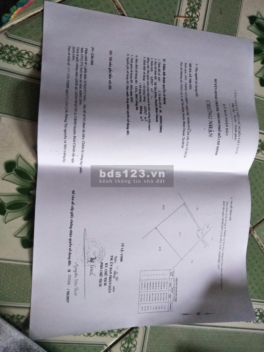 Bán đất Bình Chánh 25000ms tương đương 25 công - Giá 7 Tỷ / 1 công, chấp nhận cho mô giới chào khách