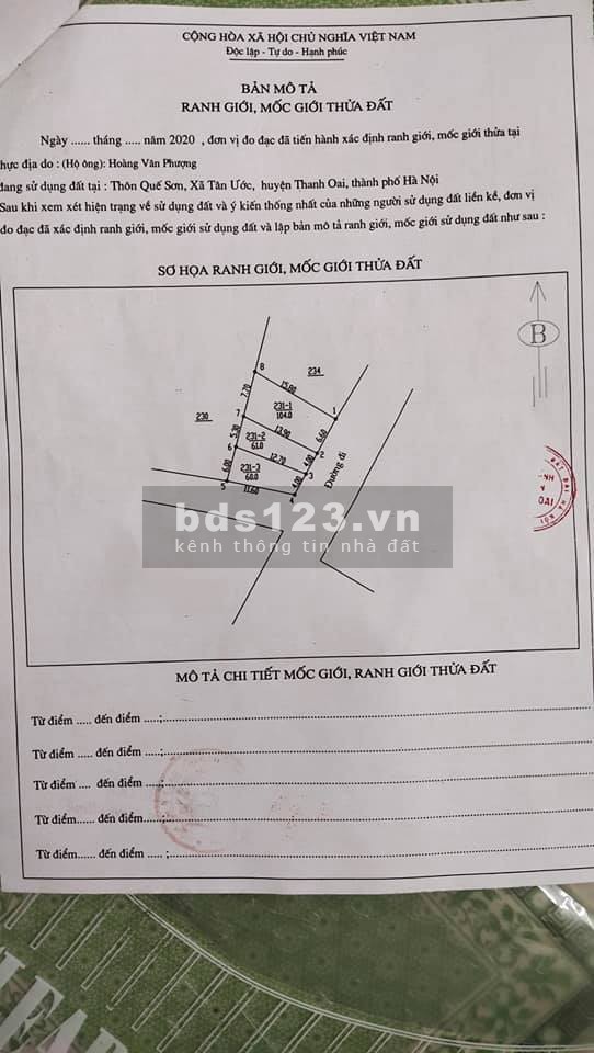 ƯỚC MỘNG MỚI, BÁN ĐẤT TÂN ƯỚC THANH OAI HÀ NỘI