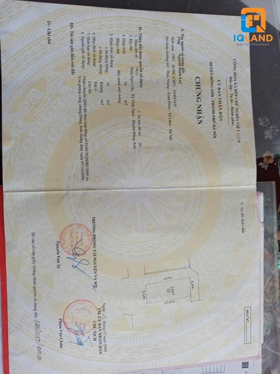 Chính chủ gửi bán 70m Ngọc Chi Vĩnh Ngọc Đông Anh HN