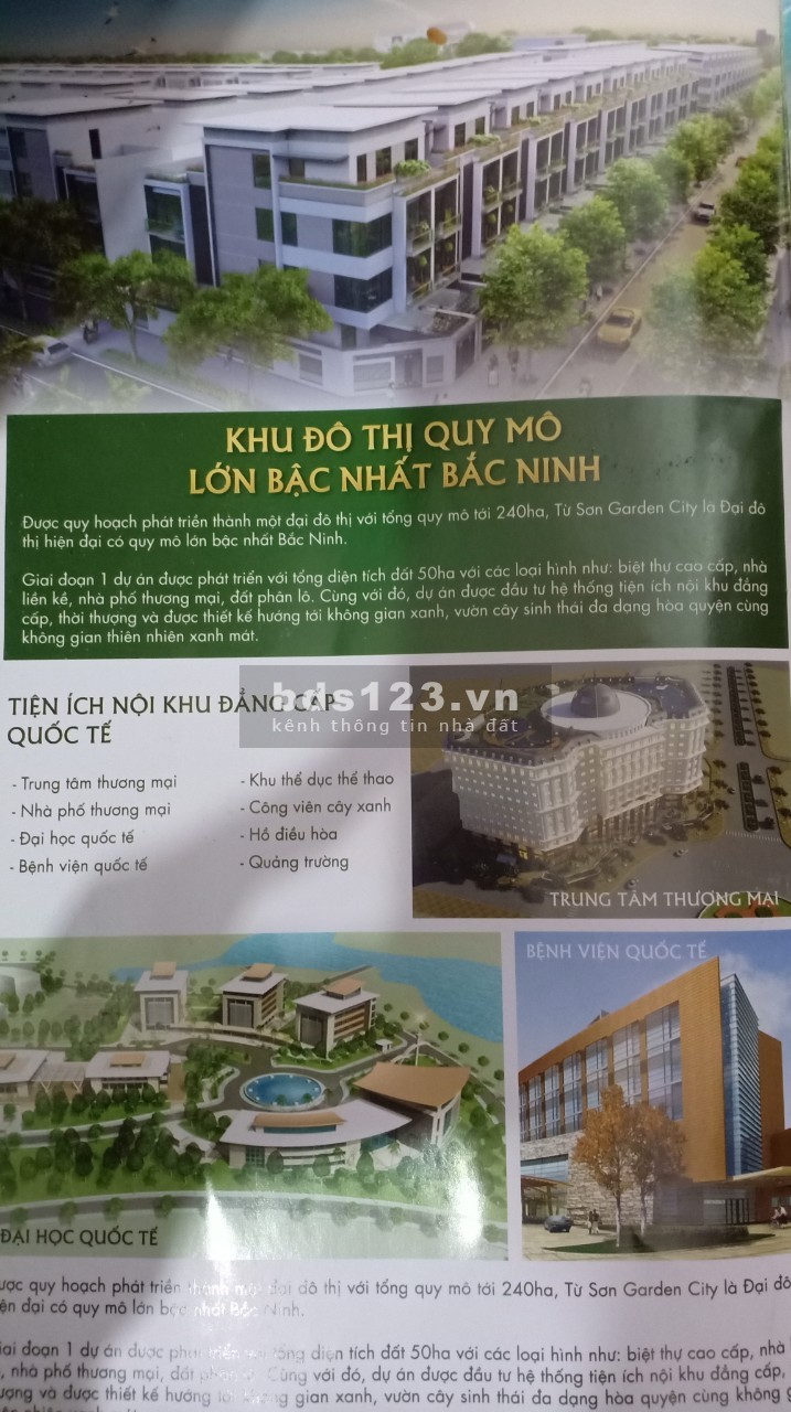 Cần bán đất Liền kề khu TỪ SƠN GARDEN CITY