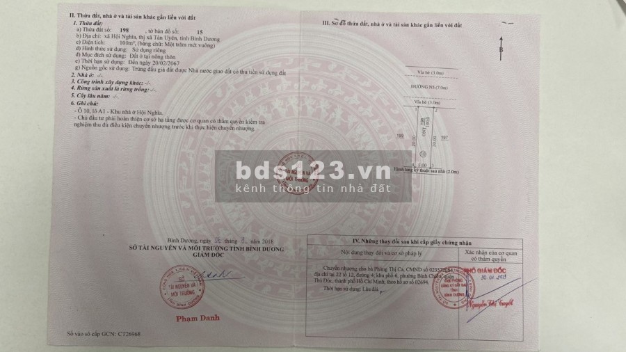 Bán đất Hội Nghĩa Tân Uyên, 100m2, 980tr, không thương lượng