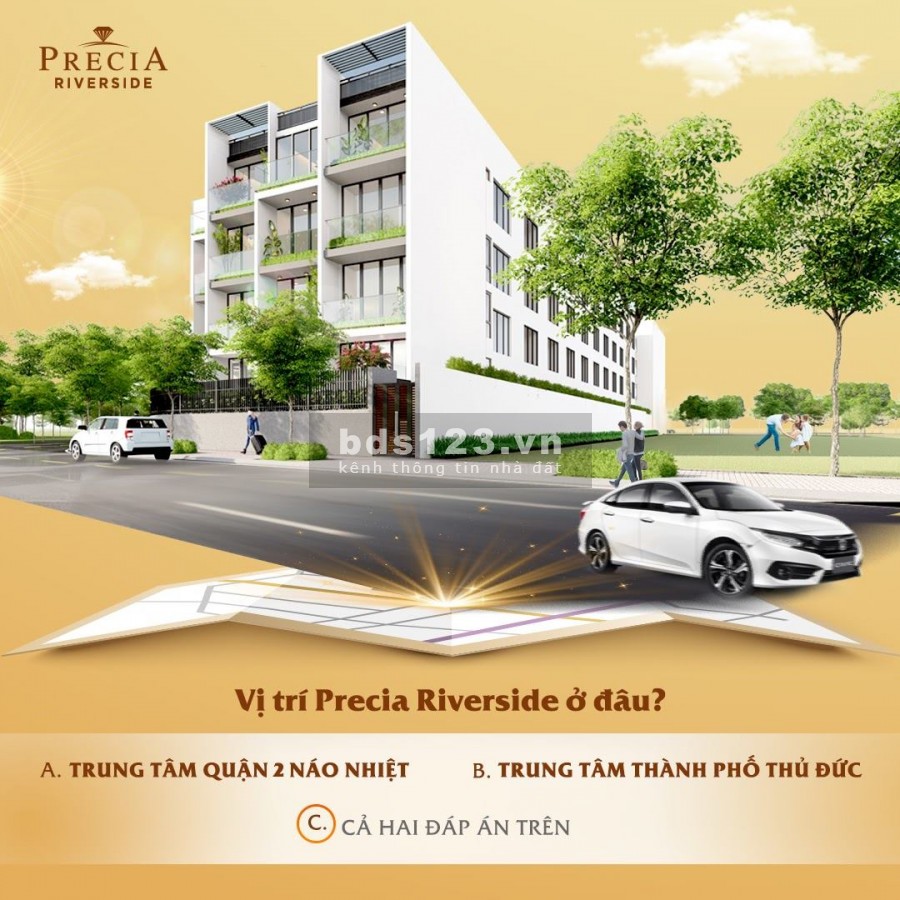 Nhà liền kề trung tâm Quận 2 chung cư Precia Riverside 5 tầng đúc, chiết khấu cao, lh 0912 598 058