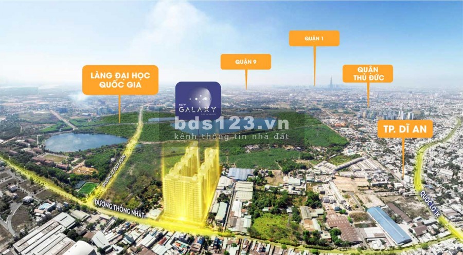 Căn hộ New Galaxy Hưng Thịnh 2 PN 62.77m2, liền kề TP. Thủ Đức, mã số đẹp view thoáng mát