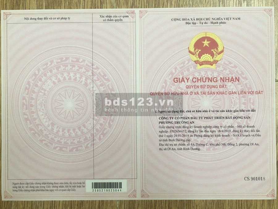 Bán đất khu đô thị Phương Trường An Phú Giáo Bình Dương, 70m2/730tr đã có sổ hồng