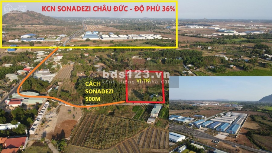 Đất thổ cư Phú Mỹ nằm ngay cao tốc BH-VT cách KCN Sonadezi 500m Giá chỉ 1,3 tỷ/lô