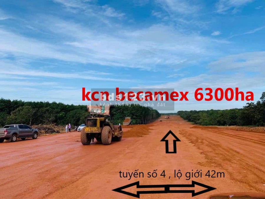 Bán vài lô đất khu công nghiệp becamex, đường nhựa 28m, sổ hồng riêng, thổ cư, tuyến số 4