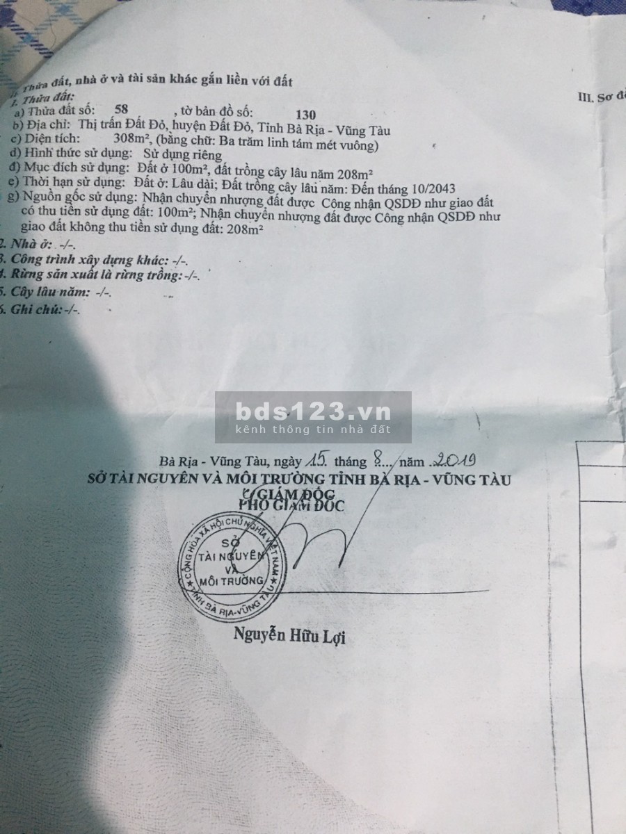 Thị trấn đất đỏ đất vuông vức bao đẹp cho a/c đầu tư