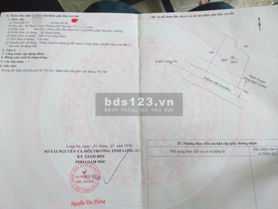 ĐẤT NỀN LONG AN CÁCH BỆNH VIỆN ĐA KHOA 1KM