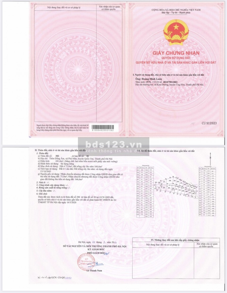 Đất thổ cư Quốc Oai, chính chủ có sổ đỏ. sđt 0342786890