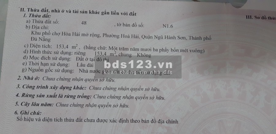 Bán lô đất diện tích lớn đường Văn Tân 7m5, trục thông, khu phố chợ Hòa Hải, Ngũ Hành Sơn.