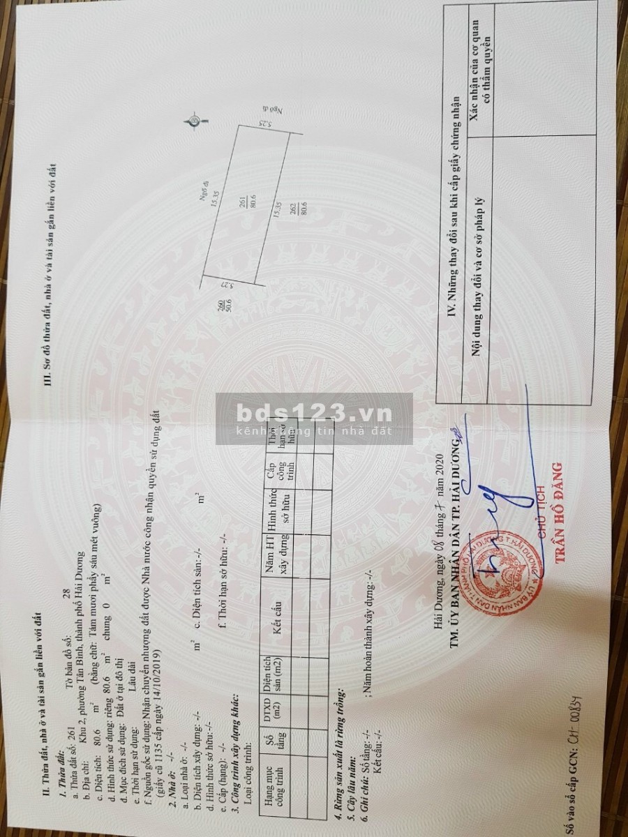 Bán đất ngõ phố đường Nguyễn Văn Linh, TP HD, 80.6m2, lô góc, mt 5.25m, ngõ to, thông