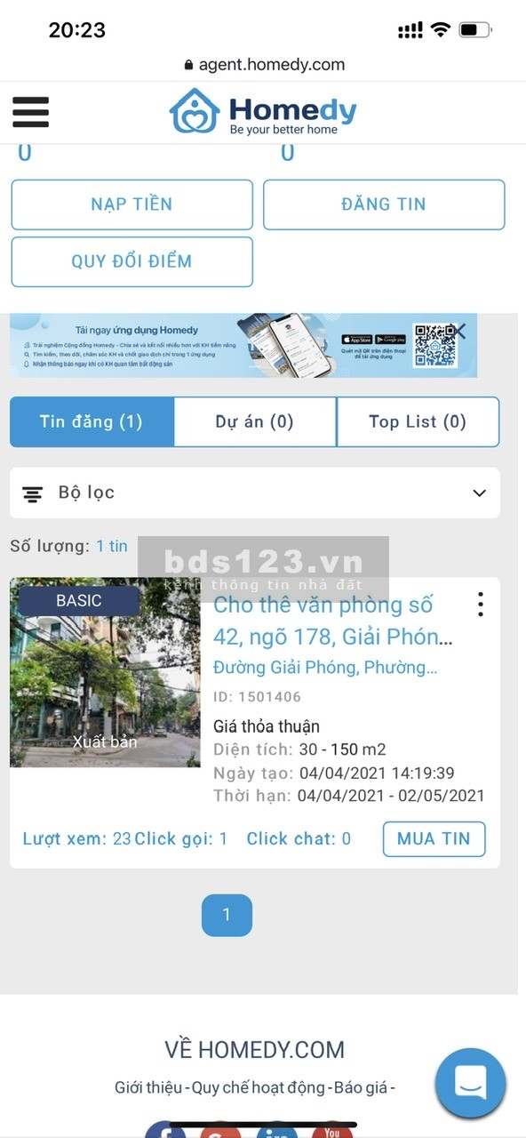Cho thuê văn phòng số 42, ngõ 178 Giải Phóng, view hồ Phương Liệt