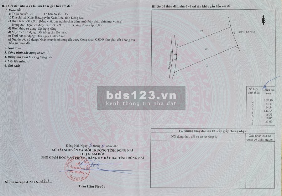Bán đất xã xuân bắc huyện Xuân lộc tỉnh Đồng Nai. Mặt tiền sông la ngà giá 350 triệu/m2