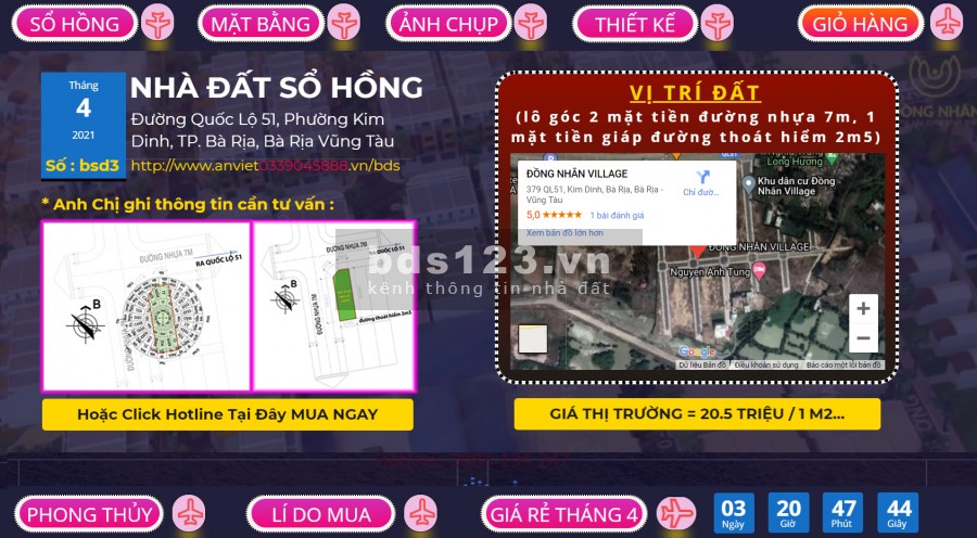 Đất sổ hồng 103.7 m2 100% thổ cư sử dụng riêng đất ở tại đô thị