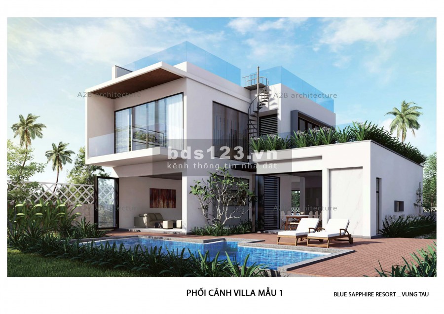 Duy nhất Biệt Thự Aria Vũng Tàu, 522m2, Hồ Bơi, Sân Vườn riêng, Giá 18 tỷ, nằm cách biển 50m