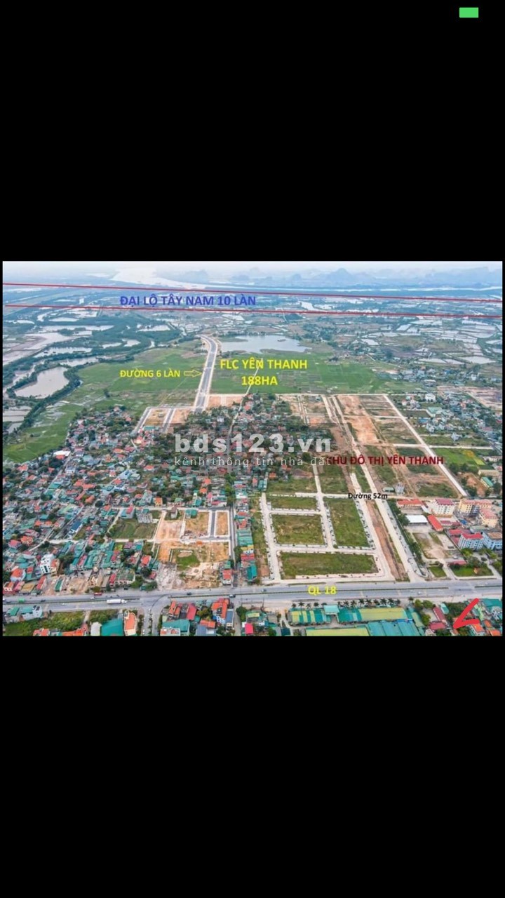 Bán đất nền Hoàng Long đối diện chợ Yên Thanh có sổ đỏ giá 14-16tr/m2 mặt tiền 5.5m dt 82m2
