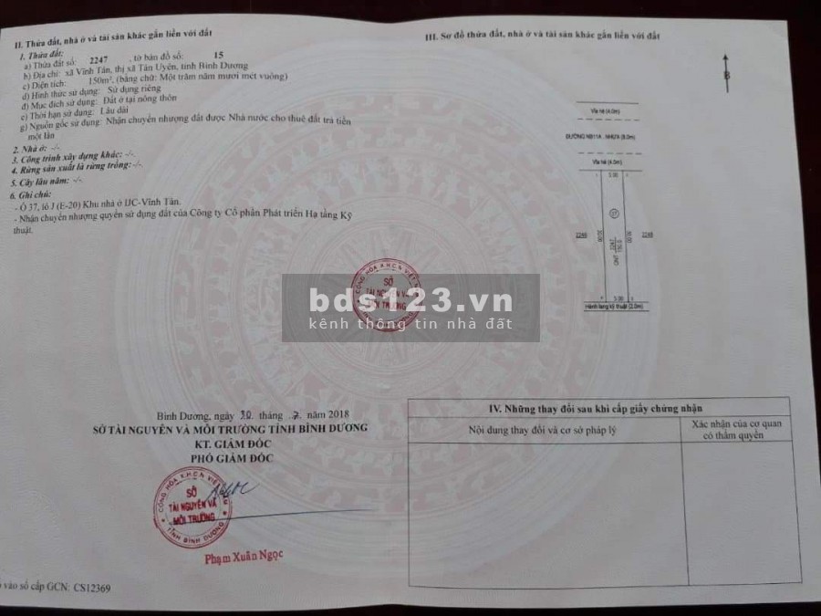 Bán lô đất vĩnh tân sát bên vsip2 diện tích 5x30 có 150m2 thổ cư giá chỉ 1tỷ150triệu