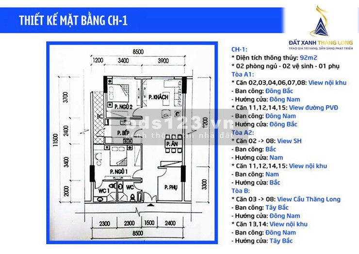 Chung cư IA20 Ciputra, CH 02PN 92m2, tầng trung, đã có sổ đỏ giá 2,3 tỷ.