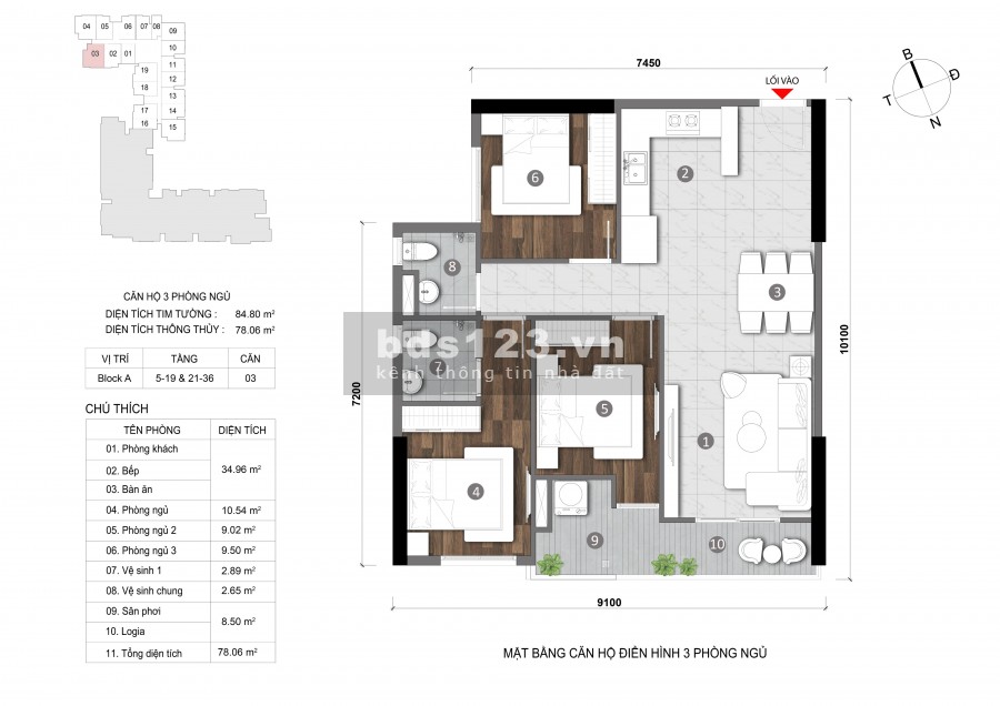 Tầng 19-35, Căn 3 PN 85 m2, Giá 2.5 tỷ, Trả 1%/Tháng, Vay 70%, Tặng 3 Lượng Vàng, Chiết khấu 2%