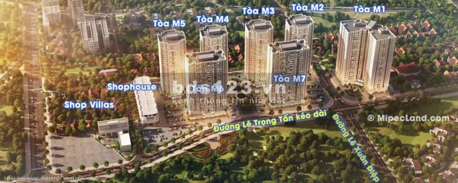Bán shop kiot 7 tòa chung cư cao 25 tầng Mipec Kiến Hưng, 1900 căn hộ, giá đầu tư chỉ từ 2,3 tỷ