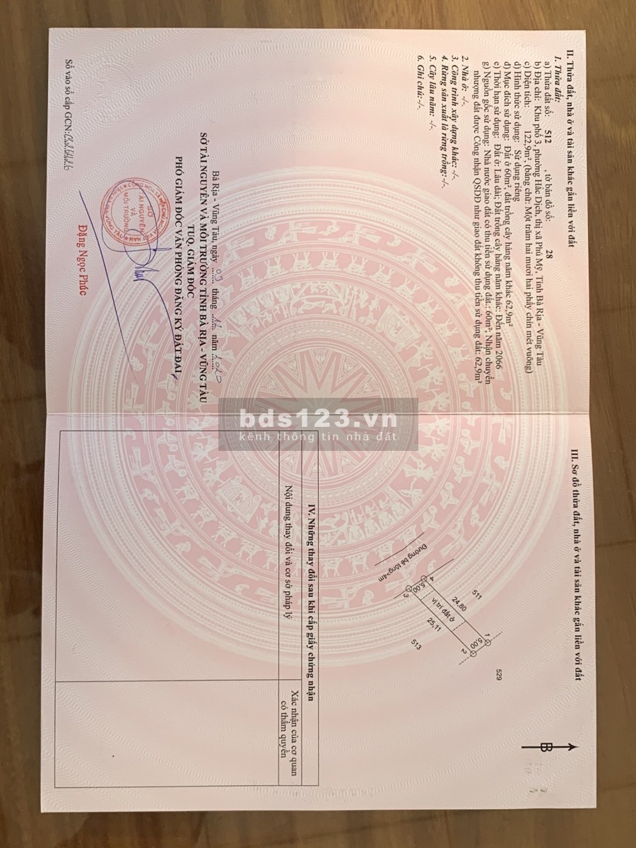Đất có sổ khu phố 3 Thị Xã Phú Mỹ bán rẻ cần tiền ra nhanh có bớt khi mua