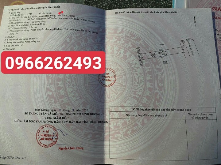 Cần bán lại lô đất ngay chợ mới Bàu Bàng 181m2 sang tên ngay