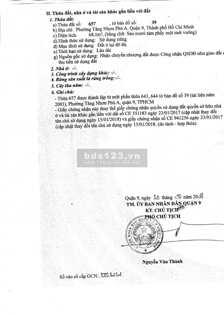 Bán Nhà Phường Tăng Nhơn phú A quận 9, Gần Ngã tư Thủ Đức Hẻm xe ô tô đỗ cửa