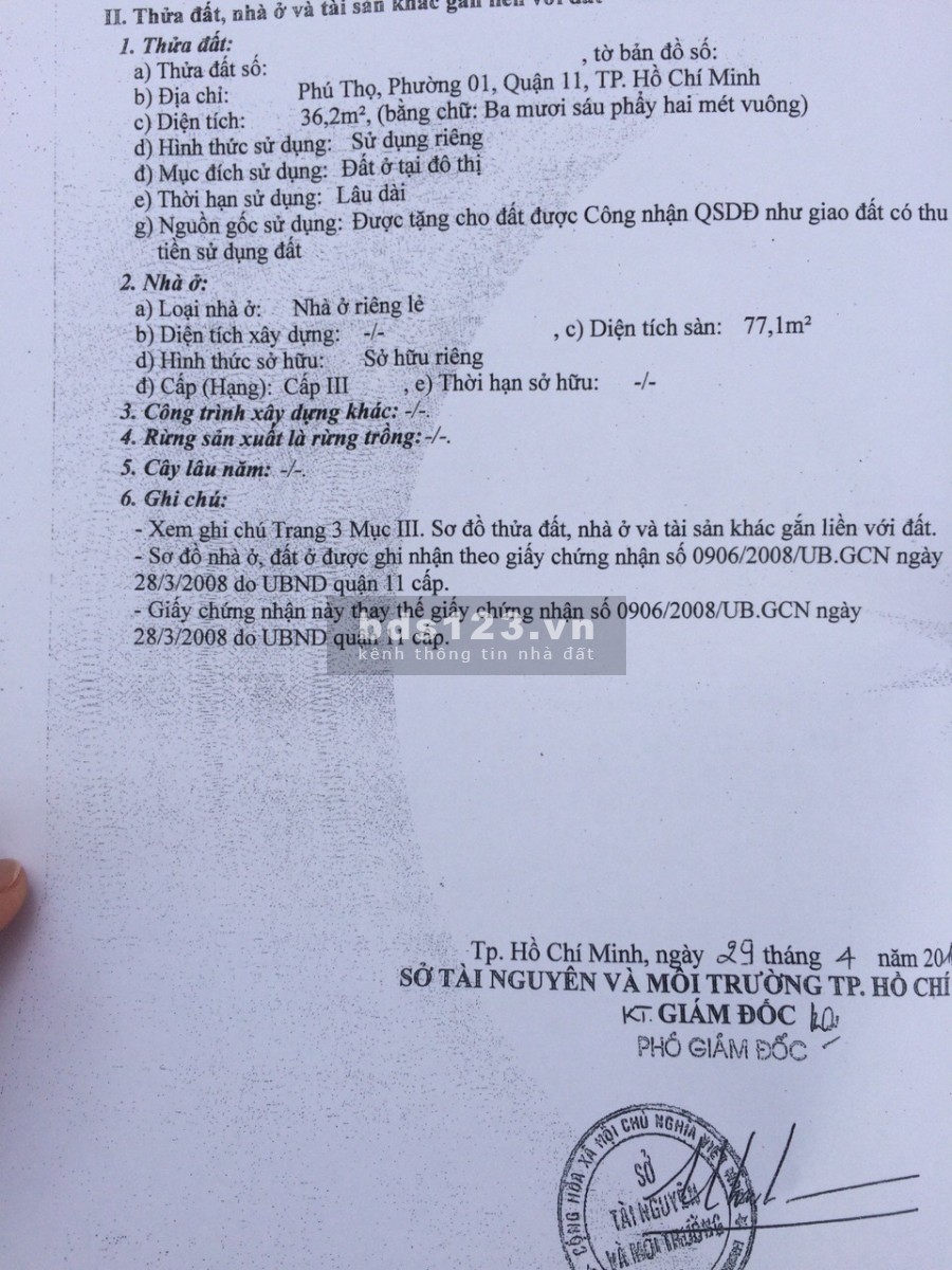 Bán Gấp nhà 1 lầu hẻm xe hơi Phú Thọ, Hàn hải nguyên, Quận 11, gần chợ Bình Thới Giá 4,78 Tỷ