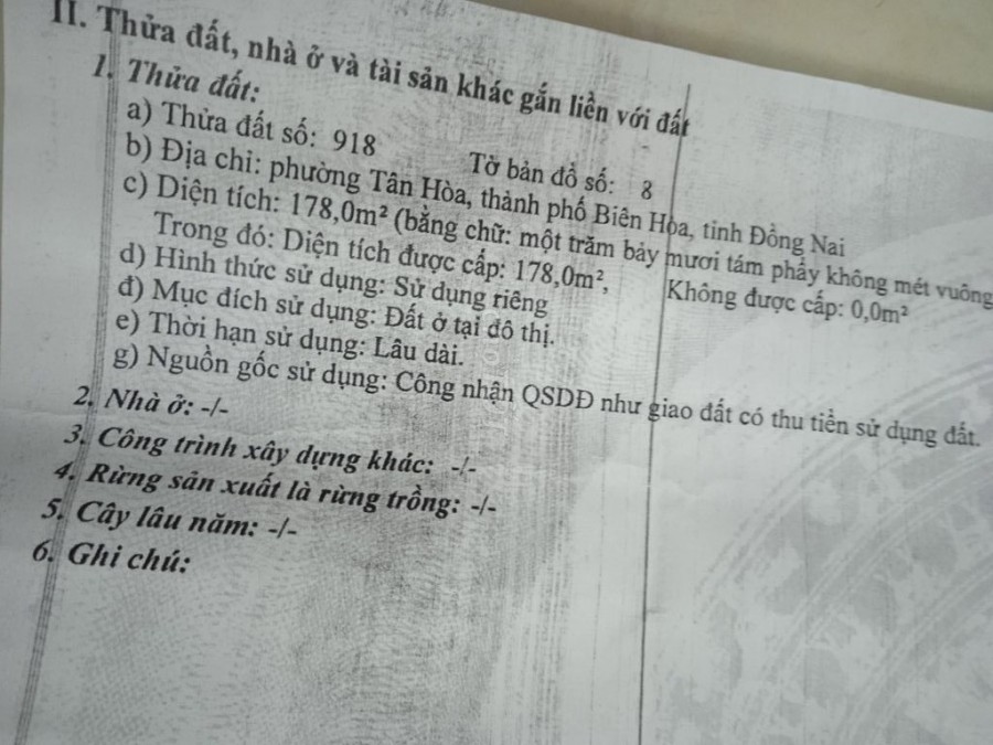 Chính chủ cần bán nhà cấp 4 Phường Tân Hòa – Đồng Nai