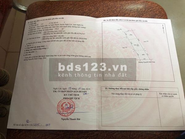 Chính chủ Cần bán đất tại Xuân Sơn, Nghi Thạch, Nghi Lộc, Nghệ An, 190m2 oto vào.