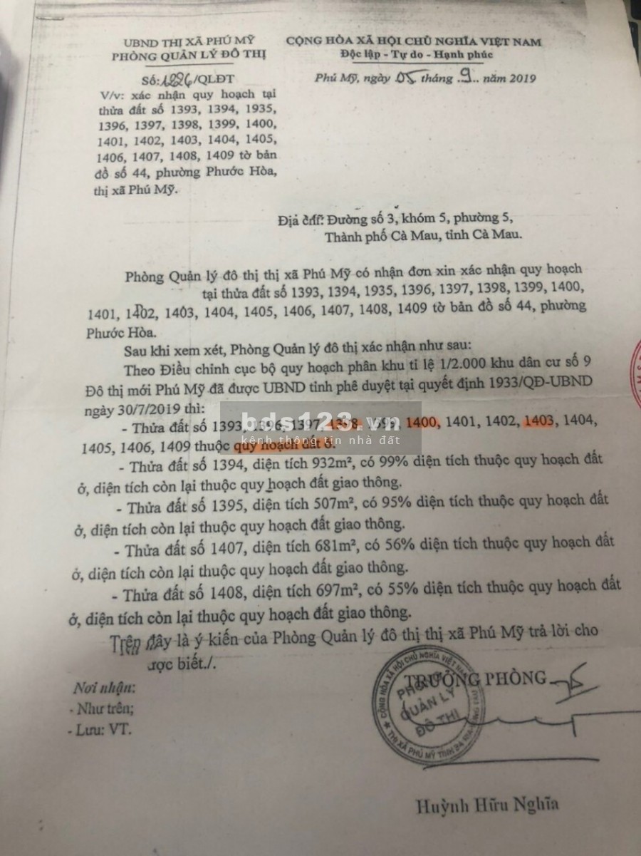 Chính chủ cần bán lô đất đẹp giá rẻ chỉ 2,5tr/m2 tại Phước Hòa Thị Xã Phú Mỹ BR Vũng Tàu