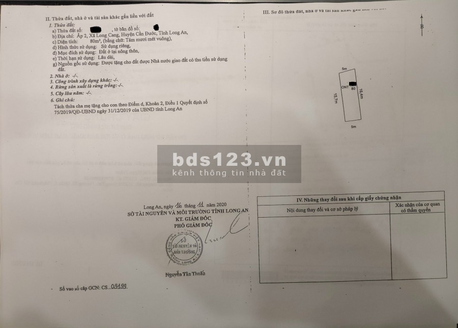 Bán đất 80m2, 420tr, chợ long cang mới, cần đước, long an