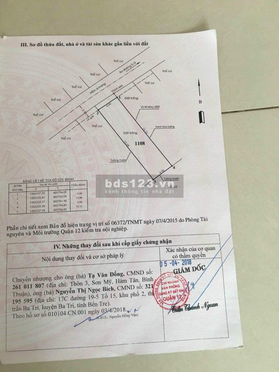 Đất Thổ cư Quận 12 60m2 giá cả yêu thương