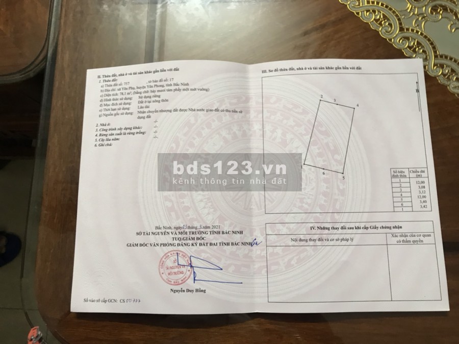 LÔ ĐẤT NỀN GIÁ 850 TRIỆU/LÔ (SỔ ĐỎ) YÊN TRUNG YÊN PHONG