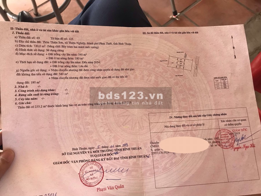 Đất chính chủ mặt tiền 715, có 180m thổ cư