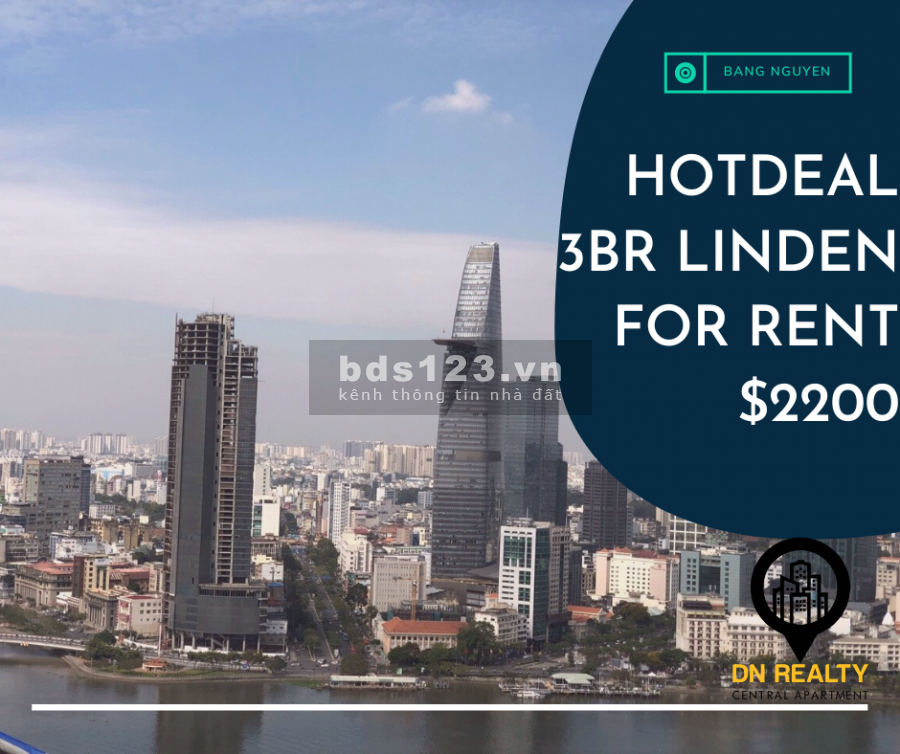 Cho thuê căn 3PN tầng cao view sông tòa Linden siêu đẹp