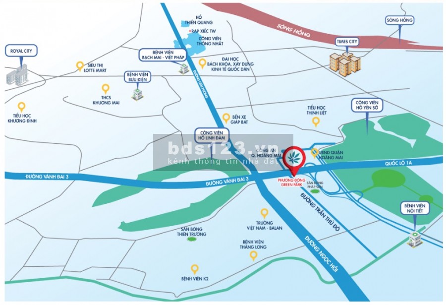 CHUNG CƯ PHƯƠNG ĐÔNG GREEN PARK, S:84.6m2, View Công viên Yên Sở, Hồ Yên Sở cực thoáng, LH: 0982414975(Ms Thuỷ)