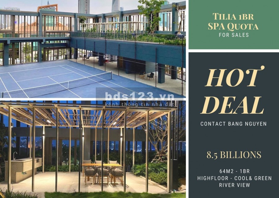 Bán căn 1PN Tilia view sông tầng cao suất SPA