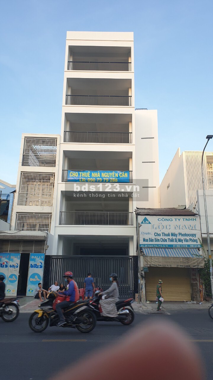 Cho thuê tòa nhà Thành Thái Phường 12 Quận 10 DT 6x30 trệt 6L thang máy
