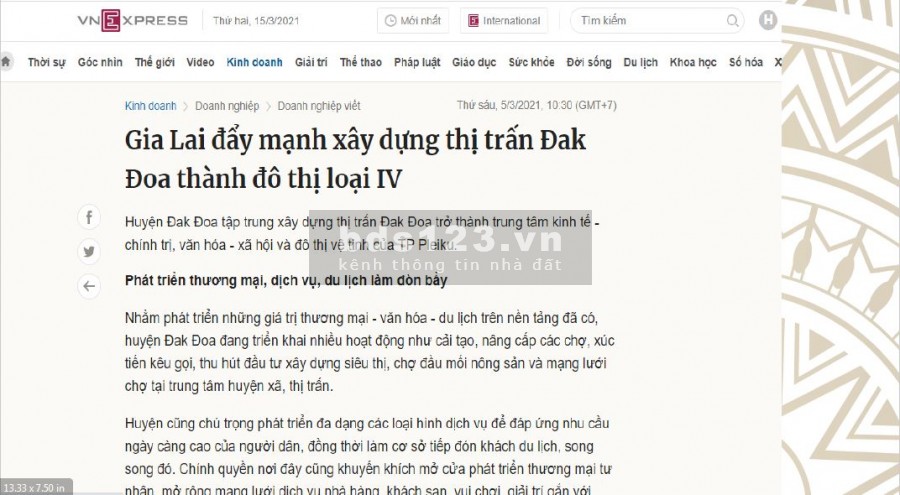 ĐÓN SÓNG HẠ TẦNG ĐẤT NỀN KHU HÀNH CHÍNH MỚI ĐĂK ĐOA, GIA LAI
