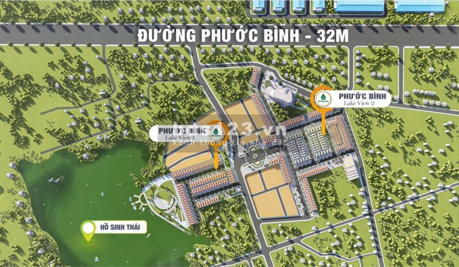 BÁN ĐẤT DỰ ÁN 1/500 PHƯỚC BÌNH LAKEVIEW QUY MÔ 18HA