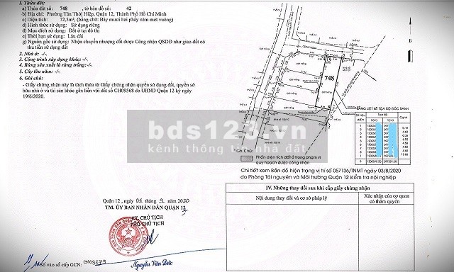 BÁN ĐẤT, QUẬN 12, NGUYỄN VĂN QUÁ, DT 73M2 THỔ CƯ, CHỈ 3.86 TỶ