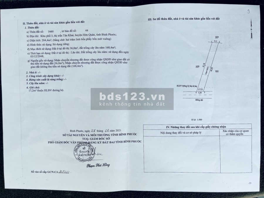 Bán lô đất đẹp MT đường nhựa gần trung tâm hành chính Tân Khai Hớn Quản Bình Phước